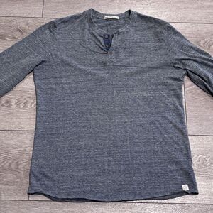 Marine Layer Re Spun Shirt Mens Medium Blue Long Sleeve Casual Henley